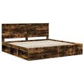 vidaXL Rám postele Dymová dub 200 x 200 cm Masívne borovicové drevo