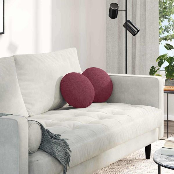 vidaXL Vankúše na sedenie 2 pcs Víno červené Ø30 x 13 cm látka