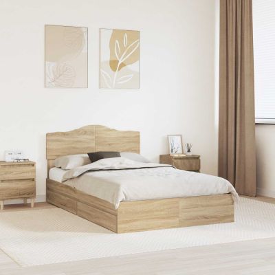 vidaXL Úložná posteľ Sonoma dub 135 x 190 cm Kompozitné drevo