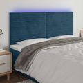 vidaXL Čelo postele s LED tmavomodré 180x5x118/128 cm zamat