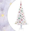 vidaXL Umelý vianočný stromček s 150 LED-i Biela 150 cm PVC a oceľ