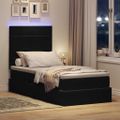 vidaXL LED úložná posteľ s matracom Čierna 90 x 200 cm Zamat