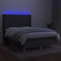 vidaXL Posteľ boxsping s matracom a LED tmavosivá 140x200 cm látka