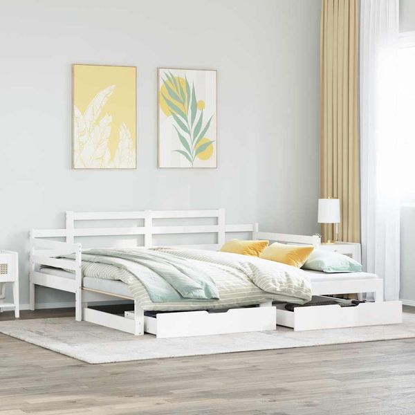 vidaXL Rozkladacia denná posteľ s matracmi bez matraca biela 90x200 cm