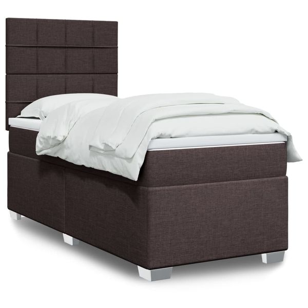 vidaXL Boxspring posteľ s matracom tmavohnedá 100x200 cm látka