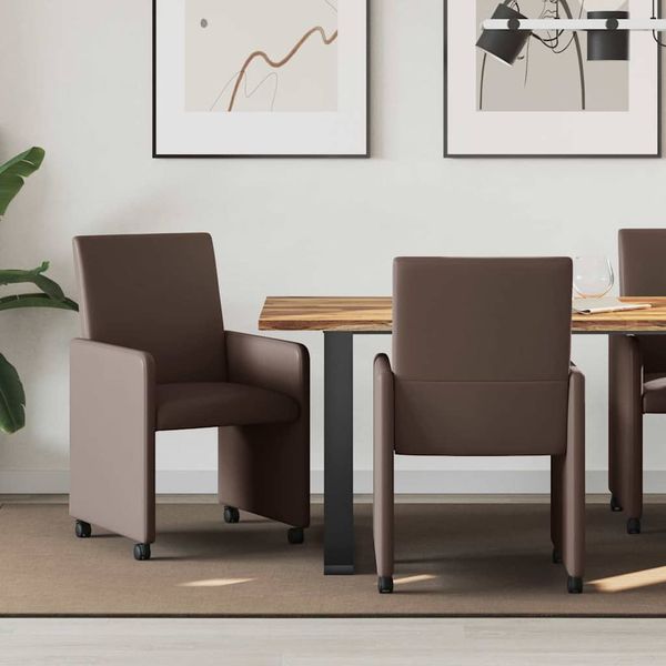 vidaXL Jedálenské stoličky na kolieskach 2 pcs Hnedá 57 x 66 x 94 cm