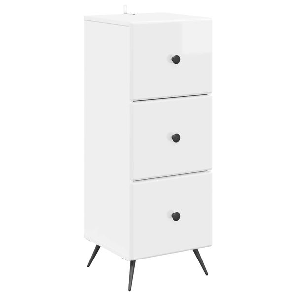 vidaXL Zásuvkový kabinet Biela s vysokým leskom 33 x 34,5 x 90 cm