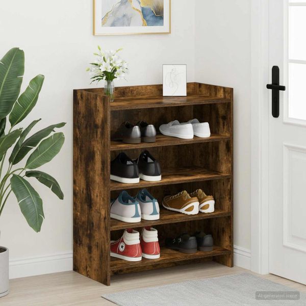 vidaXL Skriňa na topánky Dymový dub 73,5 x 36 x 92 cm Kompozitné drevo