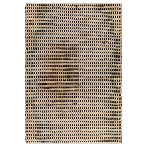 vidaXL Ručne tkaný jutový koberček prírodný a čierny 120x180 cm