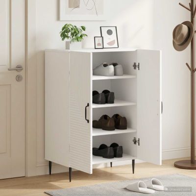 vidaXL Skriňa na topánky HAARLEM 59,5 x 39,5 x 89,5 cm Biela