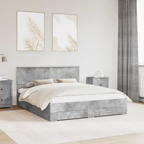 vidaXL Rám postele Betónovo sivá 160 x 200 cm Kompozitné drevo