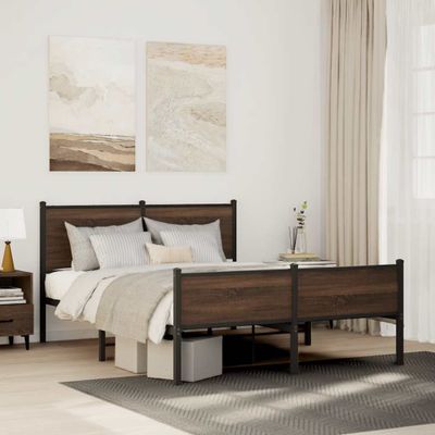 vidaXL Kovový posteľný rám bez matraca, hnedý dub 140x190 cm