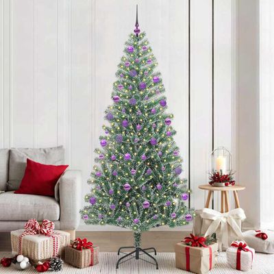 vidaXL Umelý vianočný stromček, snehom obalený, s LED svetlom 210 cm