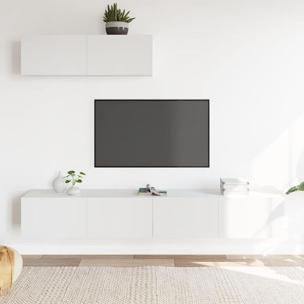 vidaXL 3-dielna súprava TV skriniek biela spracované drevo
