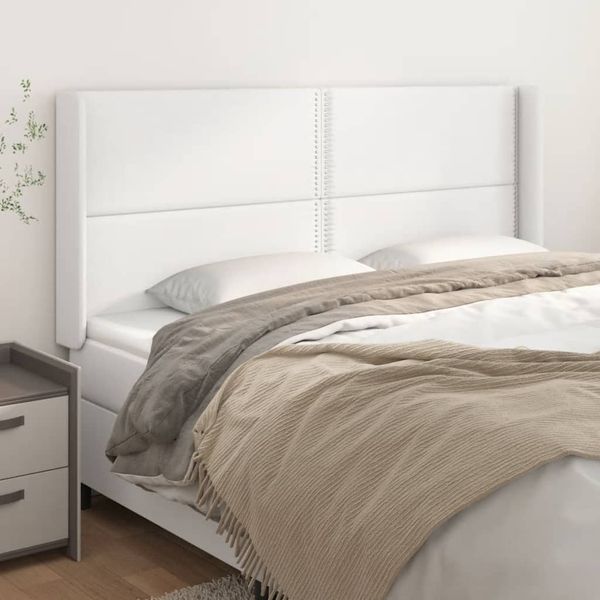 vidaXL Čelo postele so záhybmi biely 183x16x118/128 cm umelá koža