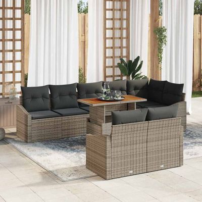 vidaXL Súprava záhradných pohoviek s úložiskom 9 pcs Sivá Poly ratan
