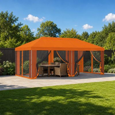 vidaXL Kryt altánku s bočnými stenami 6 x 3 m Oranžová Polyester