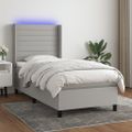 vidaXL Posteľ boxsping s matracom a LED bledosivá 90x200 cm látka