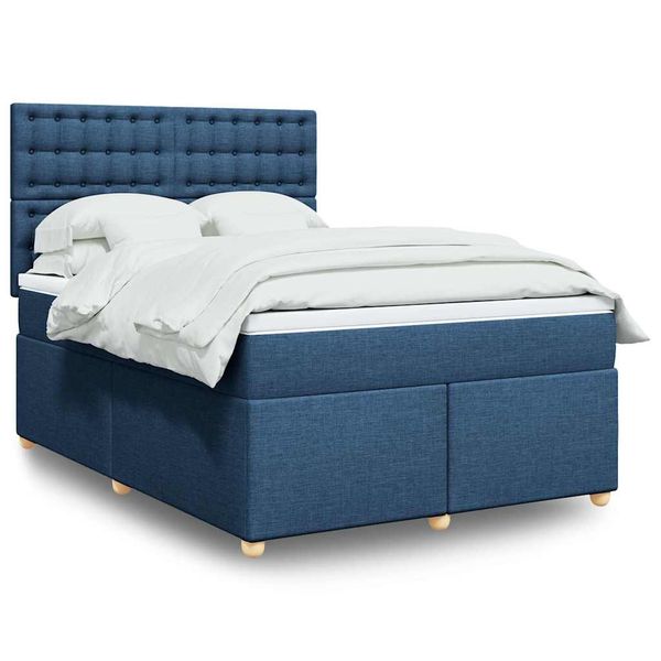 vidaXL Boxspring posteľ s matracom modrý 140x190 cm látka