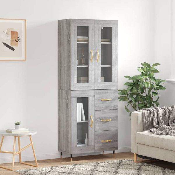 vidaXL Vysoká skrinka sivý dub sonoma 69,5x34x180 cm spracované drevo
