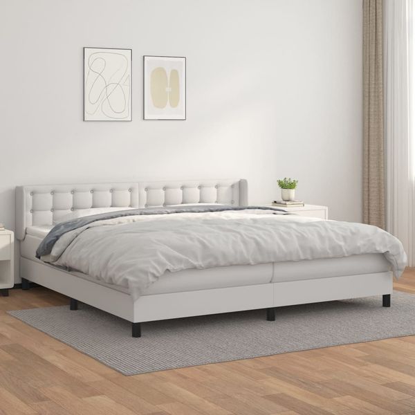 vidaXL Boxspring posteľ s matracom biela 200x200 cm umelá koža
