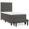 vidaXL Posteľný rám boxspring s matracom tmavosivý 90x200 cm zamat
