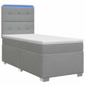 vidaXL Posteľ s boxspringom a matracom a LED Svetlosivá 90 x 190 cm