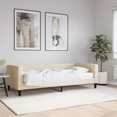 vidaXL Denná posteľ s matracom krémová 90x200 cm látka