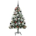 vidaXL Umelý vianočný stromček Zelená a biela 150 cm PVC, kov a plast