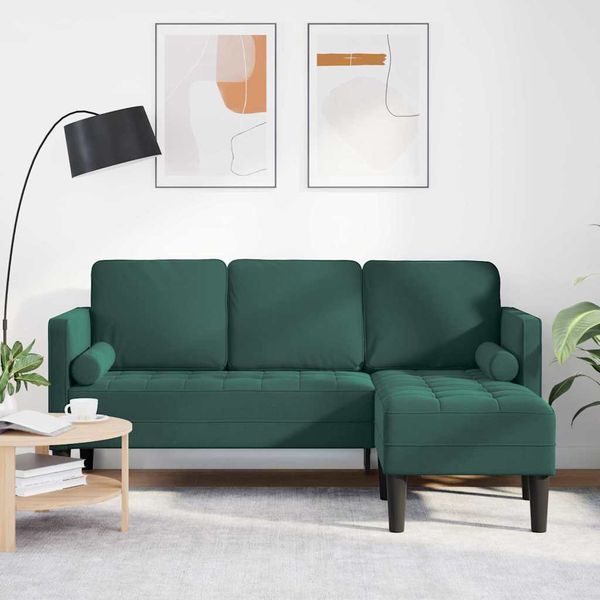 vidaXL Sada pohoviek s vankúšom Tmavozelená Polyester