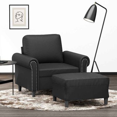 VidaXL Kreslo s podnožkou čierna 60 cm umelá koža