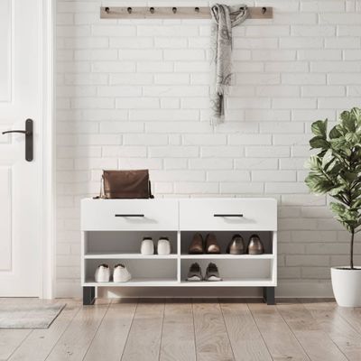 vidaXL Lavička na topánky, biela 102x35x55 cm, kompozitné drevo