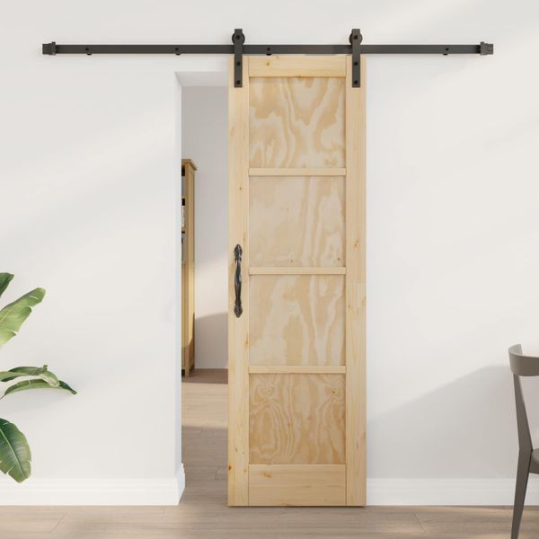 vidaXL Posuvné dvere Prírodná a čierna 61 x 198,5 cm Borovicový masív