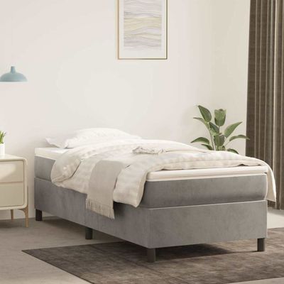 vidaXL Posteľný rám s boxspringom bledosivý 90x190 cm zamat