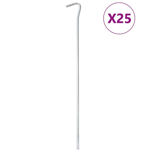 vidaXL Stanové kolíky 25 ks 30 cm Ø7 mm pozinkovaná oceľ