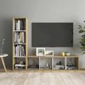 vidaXL TV skrinky 2 ks, biela+sonoma 142,5x35x36,5cm, kompozitné drevo