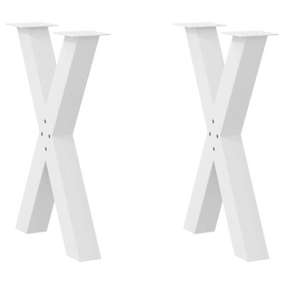 vidaXL Nohy k jedálenskému stolu v tvare X, 2 ks, biele, 50 x (72-73) cm, oceľové