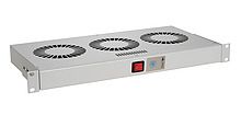Chladiaca jednotka 19'' 1U 3 ventilátory s bimetalovým termostatom RAL 7035 do 19'' líšt VJ19-3-T-G