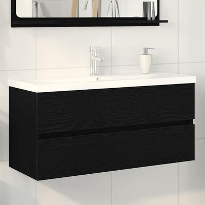 vidaXL Kúpeľňová skrinka pod umývadlo Čierny dub 100 x 39 x 62 cm