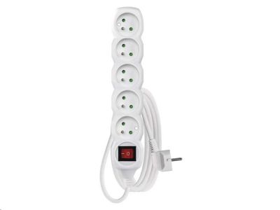 Prodlužovací kabel EMOS P1513 / 3 m / 5 zásuvek / s vypínačem / bílý / PVC / 1 mm2