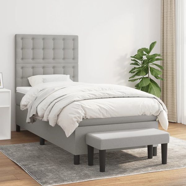 vidaXL Posteľný rám boxsping s matracom bledosivý 80x200 cm látka