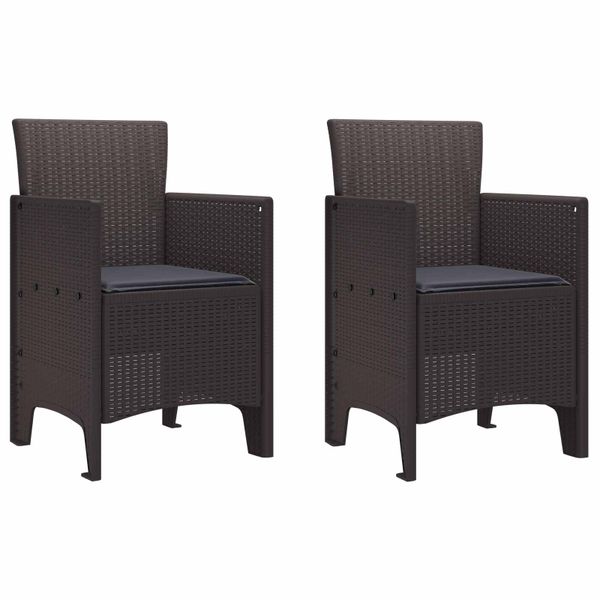 vidaXL Záhradná stolička 2 pcs Hnedá 53 x 49 x 85 cm Polypropylén