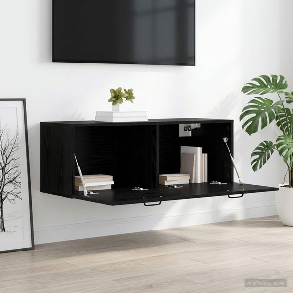 vidaXL Nástenná skrinka Čierny dub 100 x 36,5 x 35 cm Kompozitné drevo