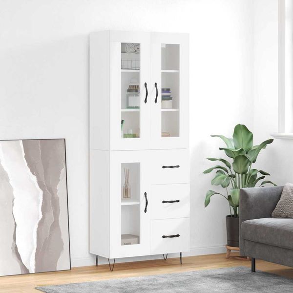 vidaXL Vysoká skrinka biela 69,5x34x180 cm spracované drevo