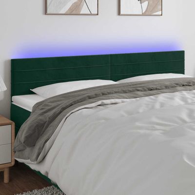 vidaXL Čelo postele s LED tmavozelené 160x5x78/88 cm zamat
