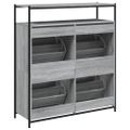 vidaXL Botník so 4 výklopnými zásuvkami sivý dub sonoma 100x34x112 cm