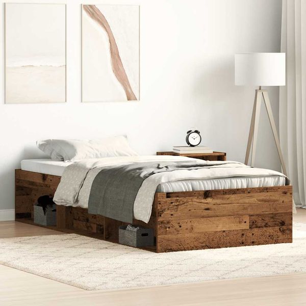vidaXL Posteľný rám bez matraca staré drevo 75x190 cm kompozitné drevo