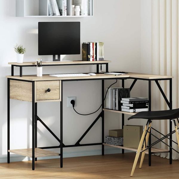 vidaXL Stôl so zásuvkou Sonoma dub 120 x 79 x 86,5 cm Kompozitné drevo