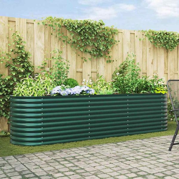 vidaXL Zvýšený záhon Zelená 320 x 80 x 81 cm Oceľ