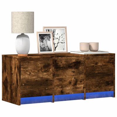 vidaXL TV stolík s LED dymový dub 97x34x40 cm kompozitné drevo